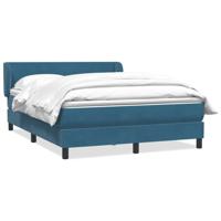 Boxspring met matras fluweel donkerblauw 160x210 cm