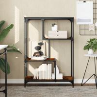 Boekenrek 81x36x115 cm bewerkt hout en staal gerookt eikenkleur