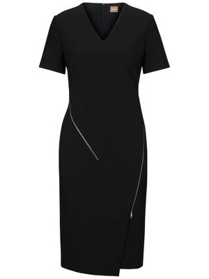 BOSS robe zippée à col v - Noir