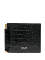 TOM FORD portefeuille en cuir à effet peau de crocodile - Noir