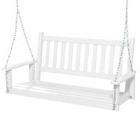 2-Persoons Houten Buitenschommel Patio Hangbank Stoel met 230 KG Draagvermogen Schommelbank 136 x 67 x 63 cm Wit