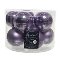 10x stuks glazen kerstballen heide lila paars 6 cm mat/glans - Kerstbal - thumbnail