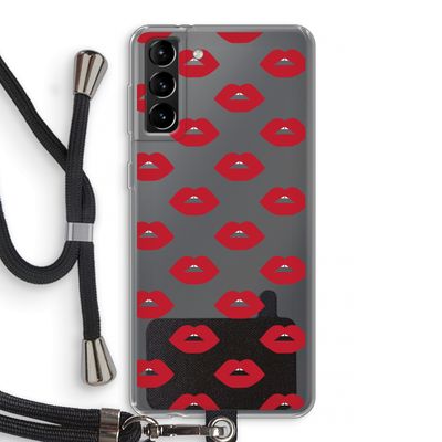 Lips: Samsung Galaxy S21 Plus Transparant Hoesje met koord