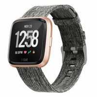 Canvas nylon bandje Fitbit Versa 1 / 2 & Lite- Grijs - thumbnail