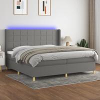 Boxspring met matras en LED stof donkergrijs 200x200 cm