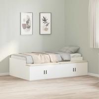 Opbergbedframe met opslag Wit 75 x 190 cm Bewerkt hout