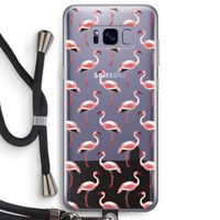 Flamingoprint groen: Samsung Galaxy S8 Plus Transparant Hoesje met koord