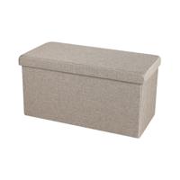 Hocker zit bankje - poef XXL - opbergbox - beige - polyester/mdf - 76 x 38 x 38 cm - opvouwbaa