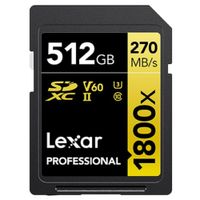 Lexar Professional Gold SD-kaart UHS-II - R280/W205 MB/s - 512GB - V60