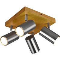 LED Plafondspot - Trion Milona - GU10 Fitting - 4-lichts - Rond - Mat Nikkel - Aluminium