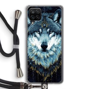 Darkness Wolf: Samsung Galaxy A12 Transparant Hoesje met koord