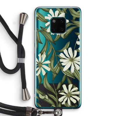 Wit bloemenpatroon: Huawei Mate 20 Pro Transparant Hoesje met koord
