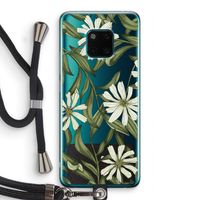 Wit bloemenpatroon: Huawei Mate 20 Pro Transparant Hoesje met koord