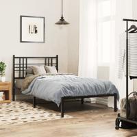 Bedframe met hoofdbord metaal zwart 90x190 cm