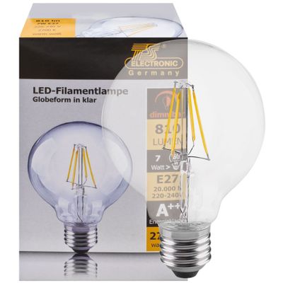 Heldere globe LED lamp 7W 810 lumen E27 2700K warm wit 11,5cm hoog dimbaar