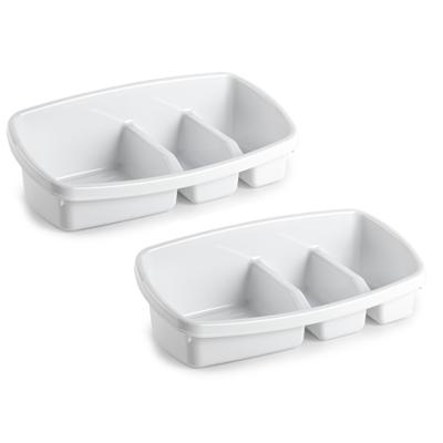 Plasticforte Spons houder - 2x stuks - 26x14 cm - wit - doekjes organizer
