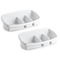 Plasticforte Spons houder - 2x stuks - 26x14 cm - wit - doekjes organizer