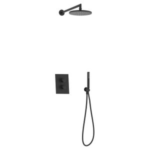 Regendoucheset Inbouw Salenzi Giro S Muur Uitloop Gepoedercoat Messing Mat Zwart 20 cm OP=OP