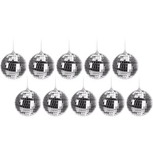 10x Kerstboom decoratie discoballen zilver 10 cm