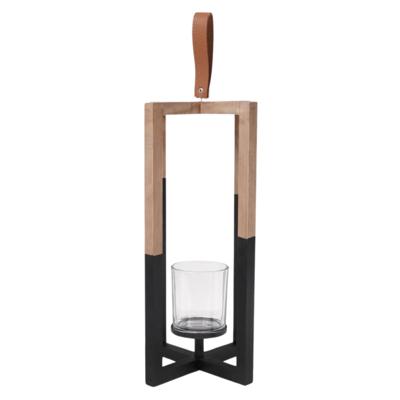 SENZA kandelaar hout zwart/naturel 40cm