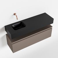 Toiletmeubel Mondiaz Andor | 100 cm | Meubelkleur Smoke | Lex vrijhangend wastafel Urban Links | Zonder kraangat