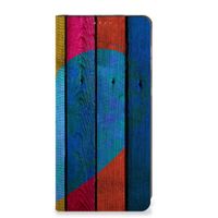 Motorola Moto G14 Book Wallet Case Wood Heart - Cadeau voor je Vriend