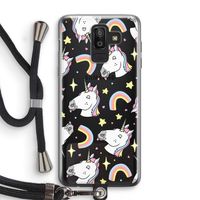 Rainbow Unicorn: Samsung Galaxy J8 (2018) Transparant Hoesje met koord