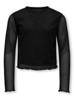 Kids ONLY winter top meisjes - zwart - KogJada - regular fit, longsleeve, glitter steentjes Kids ONLY winter top meisjes - zwart - KogJada - regular fit, longsleeve, glitter steentjes