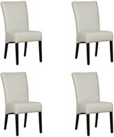 Set van 4 Lichtgrijze leren landelijke eetkamerstoelen Just - Toledo Leer Perle (lichtgrijs leer)