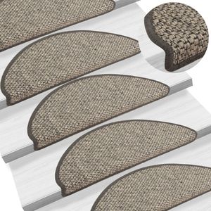 VidaXL Trapmatten zelfklevend 15 st sisal-look 65x21x4cm zilverkleurig