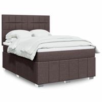 Boxspring met matras stof donkerbruin 140x200 cm