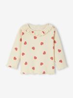 T-shirt baby bedrukt met kleine hartjes vanille