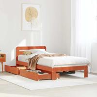 Bedframe zonder matras massief grenenhout wasbruin 90x190 cm