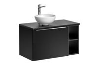 Comad Santa Fe Black badkamermeubel 80cm zwart mat met open kast en mat witte waskom