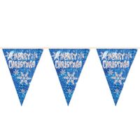 Kerst vlaggenlijn Merry Christmas - blauw - 360 cm - PVC - vlaggetjes