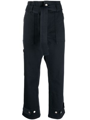 P.A.R.O.S.H. pantalon court à taille haute ceinturée - Bleu