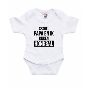 Sssht kijken honkbal verkleed/cadeau baby rompertje wit jongens/meisjes EK / WK supporter