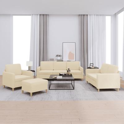 4-delige Loungeset met kussens stof crèmekleurig