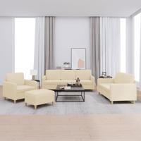 4-delige Loungeset met kussens stof crèmekleurig