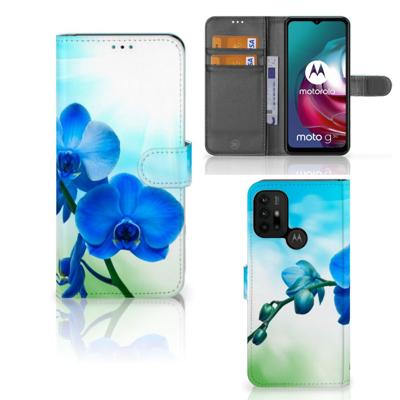 Motorola Moto G10 | G20 | G30 Hoesje Orchidee Blauw - Cadeau voor je Moeder