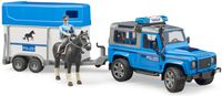 bruder Land Rover Defender politievoertuig met politie te paard modelvoertuig 02588 - thumbnail