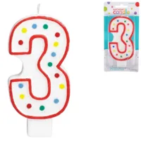 Amscan taartkaars cijfer 3 wit 13 cm | 24 stuks