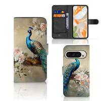 Telefoonhoesje | Met pasjeshouder | voor Google Pixel 9 | 9 Pro Vintage Pauwen