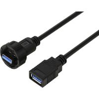 TRU COMPONENTS TC-E13T-MU3-MWA/FU3-NWA-0.5PV-S TC-13543564 USB 3.0-bus naar stekker, IP67 (schroefdraad), kabel 0,5 m Waterdichte kunststof kabel 1 stuk(s)