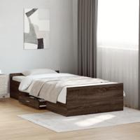 Bedframe met lades bewerkt hout bruin eikenkleur 75x190 cm