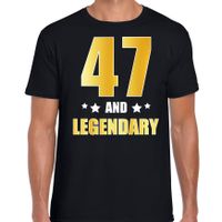 47 and legendary verjaardag cadeau t-shirt goud 47 jaar zwart voor heren - thumbnail