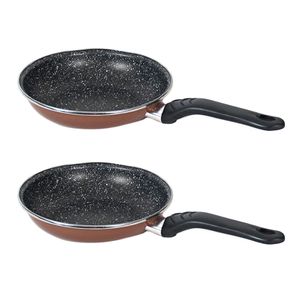 Set van 2x stuks aluminium koekenpan/hapjespan Burgos bruin met anti-aanbak laag 28 cm