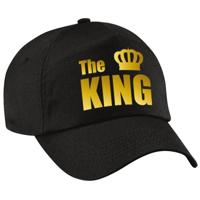 The King petje - baseballcap - zwart - met gouden letters en kroon - heren The King petje - baseballcap - zwart - met gouden letters en kroon - heren