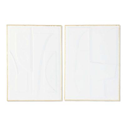 Wanddecoratie Home ESPRIT Wit Gouden Abstract 72,7 x 2,5 x 100,5 cm (2 Stuks)