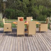 7-delige Tuinset poly rattan beige
